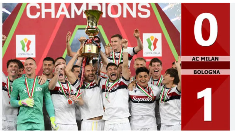 AC Milan vs Bologna 0-1: Dan Ndoye chớp thời cơ ghi bàn duy nhất hạ Milan, giúp Bologna đăng quang Coppa Italia sau 51 năm không danh hiệu