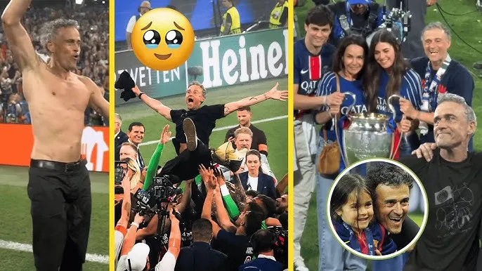 HLV Luis Enrique mặc chiếc áo tưởng nhớ con gái quá cố Xana Martinez trong khoảnh khắc lần 2 đăng quang Champions League sau 10 năm, hoàn tất cú ăn 3 vĩ đại