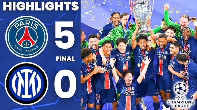 PSG vs Inter Milan 5-0: Hakimi khai tiệc, Doue tỏa sáng cú đúp, Kvaratskhelia, Mayulu hạ gục Inter, thầy trò HLV Luis Enrique lần đầu đăng quang Champions League, lập kỷ lục cho bóng đá Pháp 