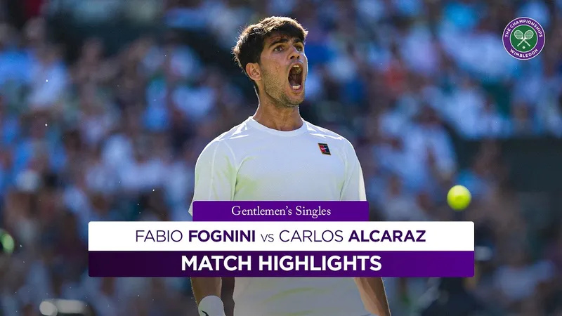 Carlos Alcaraz vs Fabio Fognini 7-5, 6-7 (5), 7-5, 2-6, 6-1: Phải mất 4 giờ 27 phút, Alcaraz hạ "già gân" Fabio Fognini, tiếp tục "vượt ải" tay vợt 21 tuổi người Anh Oliver Tarvet ở Wimbledon