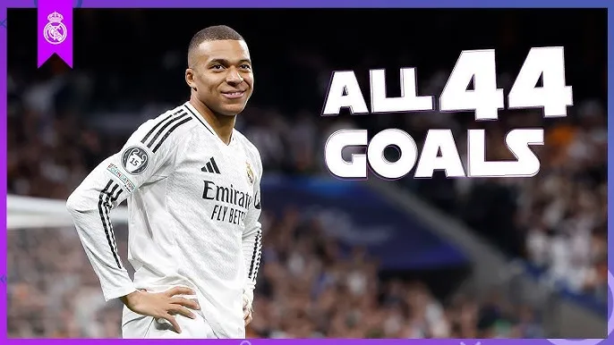 44 bàn thắng của Kylian Mbappe trên 7 đấu trường La Liga, UEFA Champions League, FIFA Club World Cup,... mùa giải đầu tiên thăng hoa cùng Real Madrid