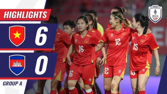 Nữ Việt Nam vs Nữ Campuchia 6-0: Dương Thị Vân khai tiệc, Vạn Sự, Hải Yến, Nguyễn Thị Vạn, Trúc Hương, Thái Thị Thảo mở tiệc đại thắng 