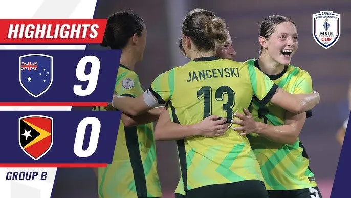 Nữ Australia vs Nữ Timor Leste 9-0: Lần lượt Furphy ghi cú đúp, Jancevski, Johnston, Jancevski, Murray, McKenna, Keane đua tài ghi bàn, Da Costa phản lưới nhà, Nữ Australia gặp nữ Việt Nam ở bán kết
