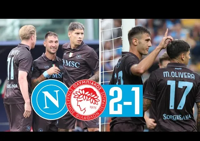 Giao hữu, Napoli vs Olympiakos 2-1: Kevin De Bruyne ra sân, Politano khai bàn, Lukaku chấn thương nặng, Lucca nhân đôi tỷ số, Chiquinho ghi bàn danh dự, HLV Antonio Conte lo lắng