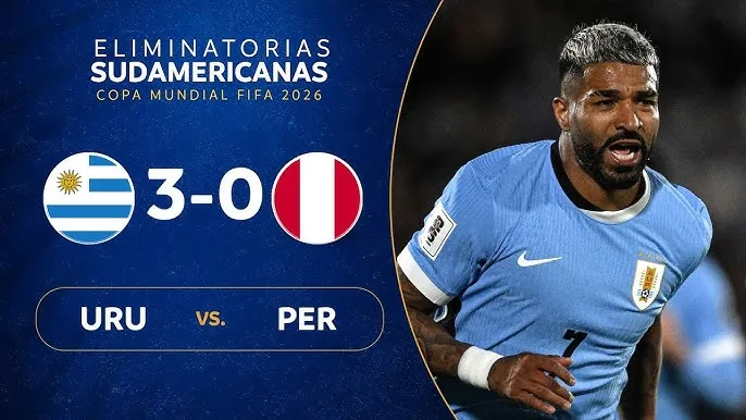 Uruguay vs Peru 3-0: Rodrigo Aguirre đánh đầu đẹp mắt, De Arrascaeta nhân đôi tỷ số, Federico Vinas chốt hạ 3 điểm, Uruguay tạm xếp 3 khu vực Nam Mỹ vòng loại World Cup 2026