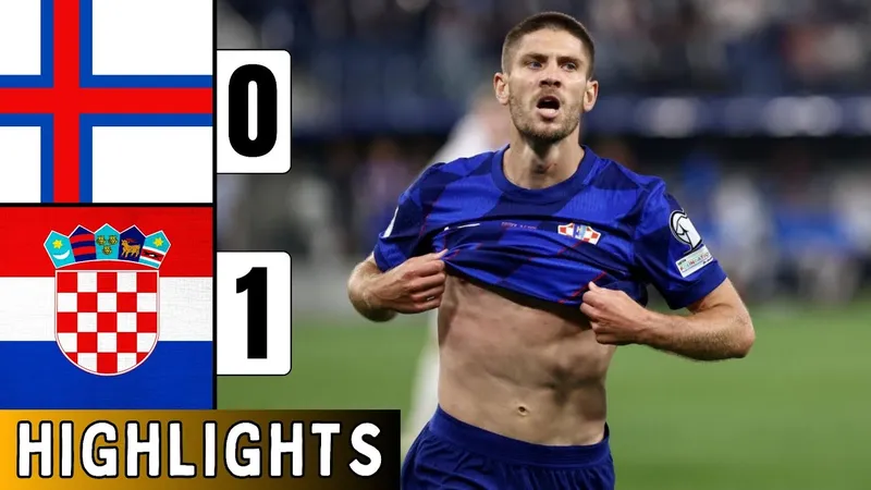 Quần đảo Faroe vs Croatia 0-1: Ante Budimir đánh đầu kiến tạo, Andrej Kramaric đánh đầu nối, ghi bàn duy nhất giành chiến thắng suýt sao