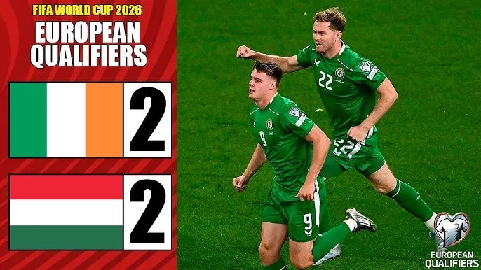 Ireland vs Hungary 2-2: Barnabas Varga phá lưới phút thứ 2, Roland Sallai nhân đôi tỷ số, Evan Ferguson, Adam Idah bất ngờ ngược dòng chia điểm, thẻ đỏ tiếc nuối
