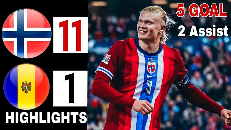 Norway vs Moldova 11-1: Horn Myhre sớm gieo sầu, Erling Haaland xuất thần repoker 5 bàn, Martin Odegaard lập công, Thelo Aasgaard chốt hạ chiến thắng 11 bàn không tưởng