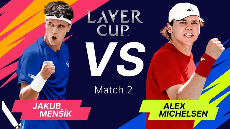 Alex Michelsen vs Jakub Mensik 1-6, 7(7)-6(3), 8-10: Hạ Michelsen, Mensik giúp đội châu Âu dẫn 2-0 trước đội thế giới dù Ruud và Mensik đều thắng