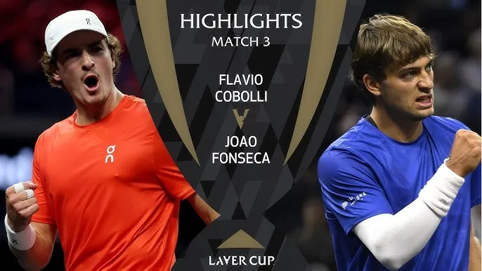 Flavio Cobolli vs Joao Fonseca 4-6, 3-6: Tài năng trẻ người Brazil 19 tuổi, Fonseca trở thành tay vợt trẻ nhất trong lịch sử giành chiến thắng tại Laver Cup 2025