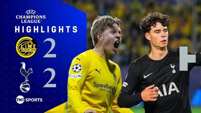 Bodo Glimt vs Tottenham 2-2: Tâm điểm hiệp 2, Jens Petter Hauge ghi cú đúp, Van De Ven ghi bàn, Jostein Gundersen phản lưới nhà, cứu thua Tottenham 