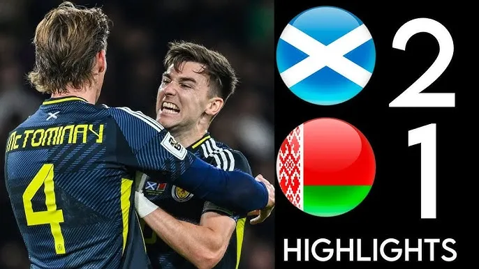 Scotland vs Belarus 2-1: Hendry chọc khe, Che Adams xử lý đẳng cấp khai bàn, McTominay chốt hạ chiến thắng, Kuchko ghi bàn danh dự phút bù giờ 