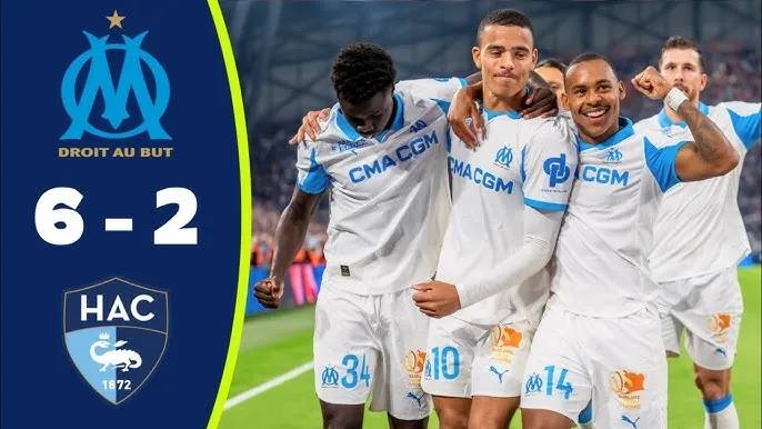 Marseille vs Le Havre 6-2: Ngày Mason Greenwood chói sáng cú poker, Robinio Vaz, Amir Murillo góp công trút mưa bàn thắng, Marseille vượt mặt PSG dẫn đầu Ligue 1