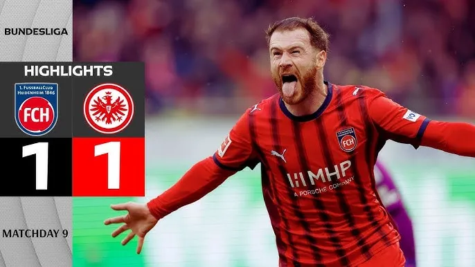 Heidenheim vs Frankfurt 1-1: Budu Zivzivadze thắp hy vọng giành 3 điểm nhưng Rasmus Kristensen gỡ hòa, Heidenheim xếp chót bảng xếp hạng Bundesliga