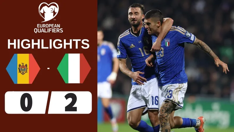 Moldova vs Italia 0-2: Chủ nhà kiên cường 87 phút, Mancini phá lưới phút 88, Esposito chốt hạ chiến thắng phút bù giờ 90+2, Italia tạm xếp nhì bảng I