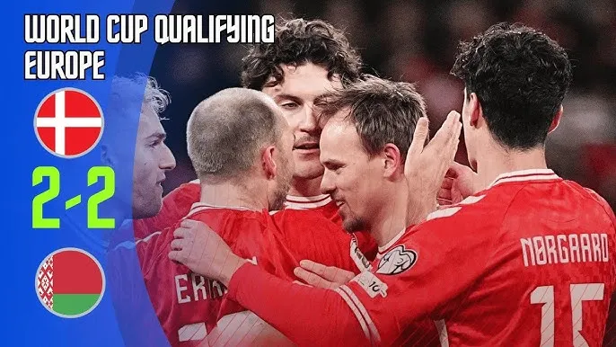 Đan Mạch vs Belarus 2-2: Mikkel Damsgaard mở bàn, Valeriy Gromyko, Nikita Demchenko ngược dòng, Gustav Isaksen cứu thua, Đan Mạch tạm dẫn đầu bảng C