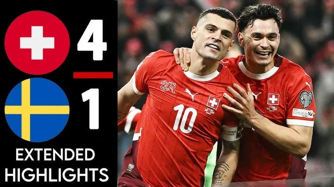 Thụy Sĩ vs Thụy Điển 4-1: Embolo mở bàn, Nygren gỡ hòa, Xhaka lập công trên chấm penalty, Ndoye, Manzambi chốt hạ chiến thắng thuyết phục