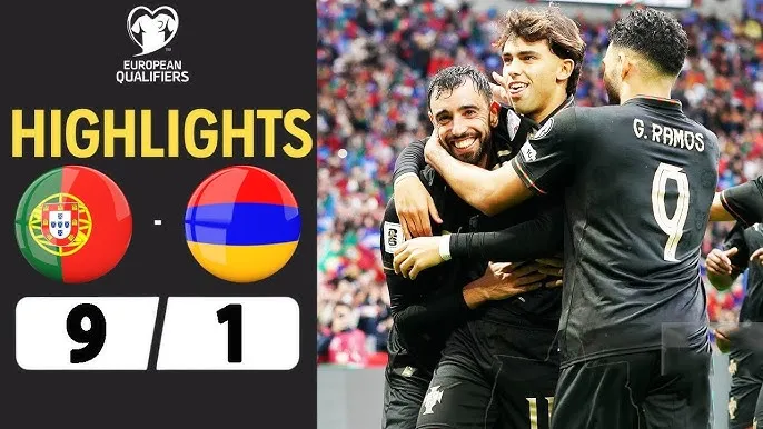 Bồ Đào Nha vs Armenia 9-1: Không Ronaldo, Veiga khai bàn, Ramos, Conceicao lập công, Neves, Fernandes đua tài ghi hattrick, mưa 10 bàn thắng