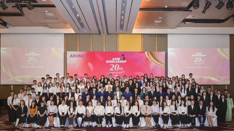 Lễ trao học bổng AEON 1% diễn ra ngày 22-11, ghi dấu chặng đường 20 năm đồng hành của AEON Việt Nam trong chuỗi chương trình nuôi dưỡng thế hệ trẻ