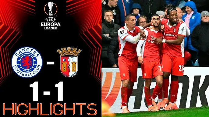 Glasgow Rangers vs Braga 1-1: James Tavernier khai bàn trên chấm penalty, Gabri Martinez gỡ hòa, Rodrigo Zalazar, Mohamed Diomande lần lượt nhận thẻ đỏ