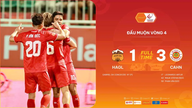 HAGL vs CAHN 1-3: Leo Artur, Mauk, Văn Đức áp đảo phố Núi, Gabriel ghi bàn danh dự, HLV Polking còn thua đội đầu bảng Ninh Bình 1 điểm