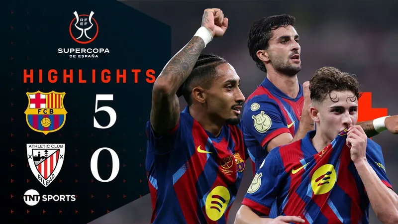 Barcelona vs Athletic Bilbao 5-0: Lần lượt Torres, Lopez, Bardghji, Raphinha ghi bàn, Barca chờ gặp Atletico Madrid hoặc Real ở chung kết Super Cup