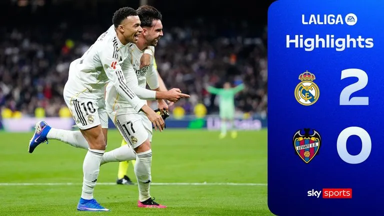 Real Madrid vs Levante 2-0: Fuente phạm lỗi, ngôi sao Mbappe tỏa sáng trên chấm penalty, Raul Asencio đánh đầu chốt hạ, Real bám đuổi Barca