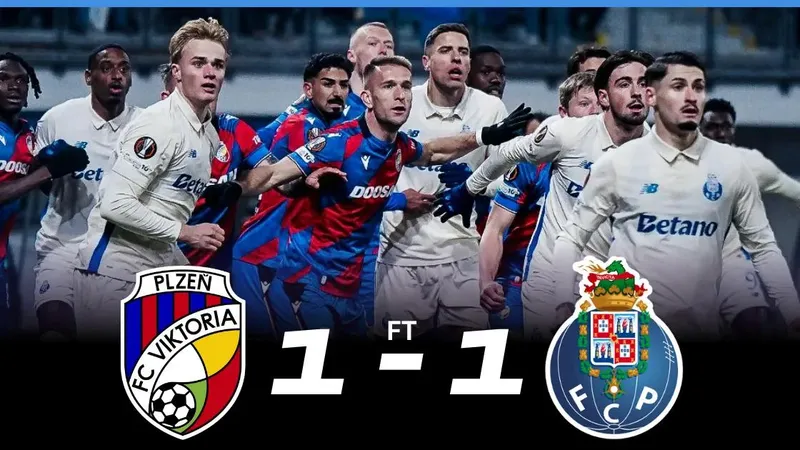 Viktoria Plzen vs Porto 1-1: Lukas Cerv sút xa góc chết mở bàn đẹp mắt, Matej Vydra bị thẻ đỏ, Deniz Gul cứu thua phút 90