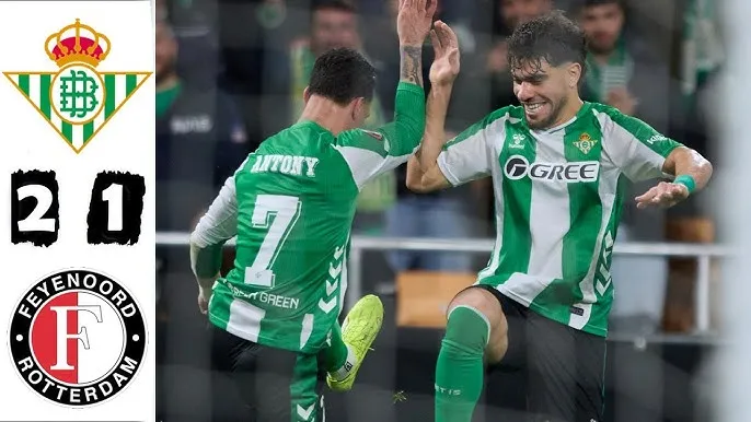 Real Betis vs Feyenoord 2-1: Antony sút xa đẹp mắt, Abde nhân đôi tỷ số, Tengstedt ghi bàn, Feyenoord bị loại, Betis đi tiếp Europa League