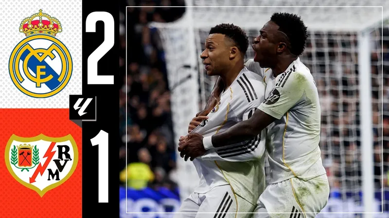 Real Madrid vs Rayo Vallecano 2-1: Vinicius mở bàn, Frutos gỡ hòa, Ciss, Chavarria bị thẻ đỏ, Mbappe chốt hạ chiến thắng trên chấm penalty