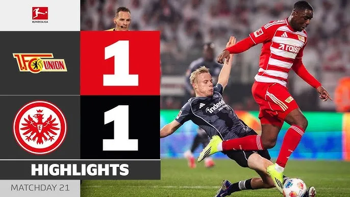 Union Berlin vs Frankfurt 1-1: Kịch tính 7 phút cuối, Nathaniel Brown mở bàn, Oscar Hojlund nhận thẻ đỏ, Leopold Querfeld gỡ hòa nhờ penalty