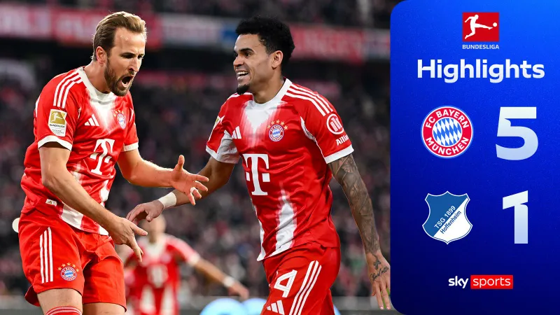Bayern Munich vs Hoffenheim 5-1: Akpoguma bị thẻ đỏ, Harry Kane thăng hoa cú đúp, Luis Diaz chói sáng hattrick, Bayern xây chắc ngôi đầu Bundesliga