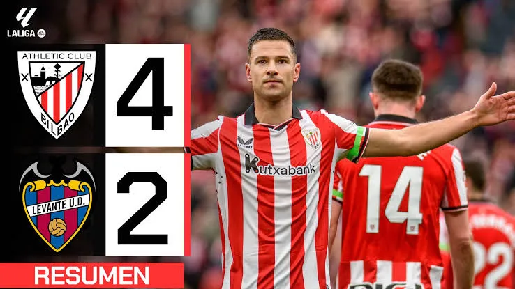 Athletic Bilbao vs Levante 4-2: Alan Matturro bị thẻ đỏ, Gorka Guruzeta ghi cú đúp, Nico Serrano, Robert Navarro góp công chiến thắng kịch tính