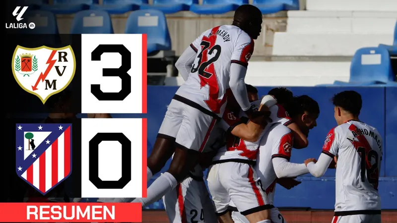 Rayo Vallecano vs Atletico Madrid 3-0: Lần lượt Perez, Valentin, Mendy phá lưới Oblak, gây địa chấn hạ HLV Simeone giành 3 điểm quý giá