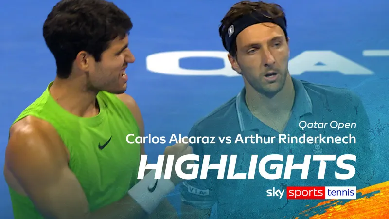 Carlos Alcaraz vs Arthur Rinderknech 6-4, 7-6 (5): Hạ Rinderknech sau 1 giờ 47 phút, Alcaraz chạm trán Valentin Royer ở vòng 2 Qatar Open