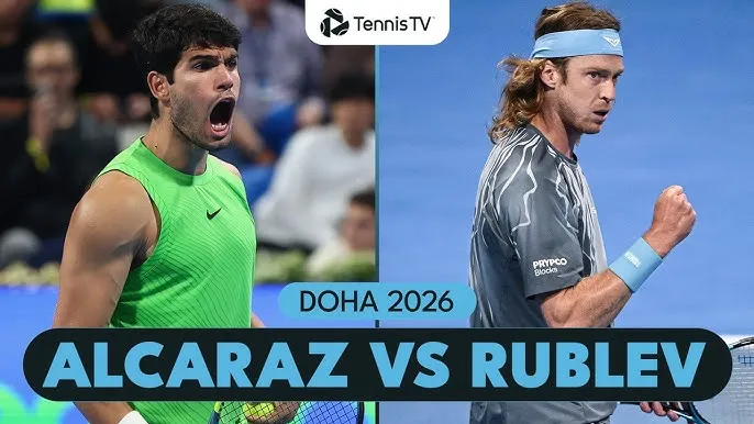Carlos Alcaraz vs Andrey Rublev 7-6 (4), 6-4: Alcaraz biến Rublev thành cựu vương, gặp Arthur Fils ở chung kết Qatar Open 2026 