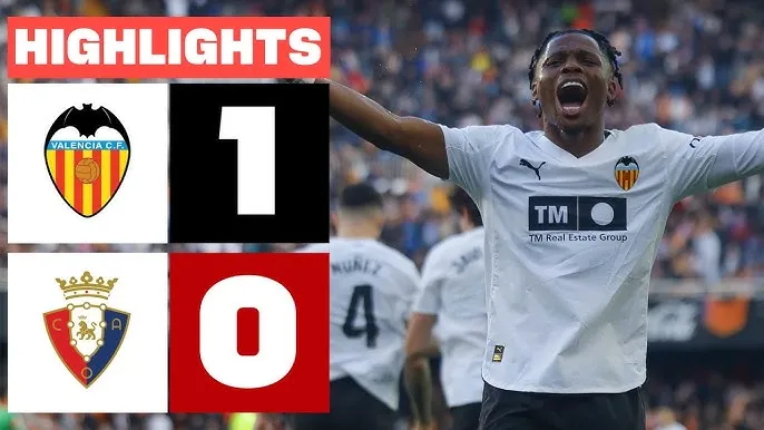 Valencia vs Osasuna 1-0: Largie Ramazani ghi bàn duy nhất nhờ chấm penalty, Valencia giành 3 điểm nhưng vẫn xếp dưới Osasuna
