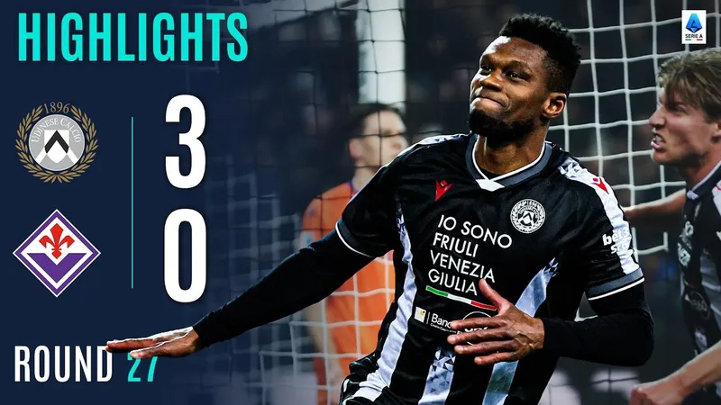 Udinese vs Fiorentina 3-0: Christian Kabasele mở bàn, Keinan Davis nhân đôi tỷ số nhờ penalty, Adam Buksa ấn định chiến thắng gọn gàng