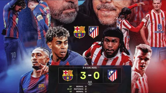 Barcelona vs Atletico Madrid 3-0 (3-4): Bernal, Raphinha lập công nhưng Barca vẫn bị loại, HLV Simeone gặp Sociedad hoặc Athletic Bilbao ở chung kết