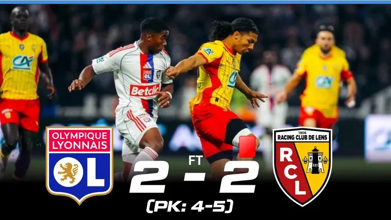 Lyon vs Lens 2-2 (6-7): Florian Thauvin, Abdallah Sima tỏa sáng, Arthur Masuaku bị thẻ đỏ, Lens gặp Toulouse ở bán kết Coupe de France