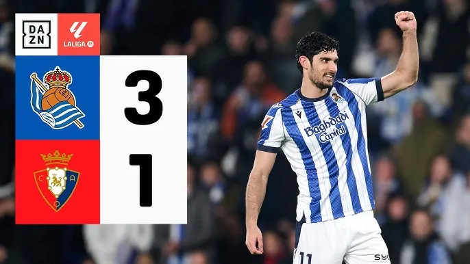 Sociedad vs Osasuna 3-1: Mikel Oyarzabal mở bàn nhờ penalty, Goncalo Guedes tỏa sáng cú đúp, Victor Munoz lập công