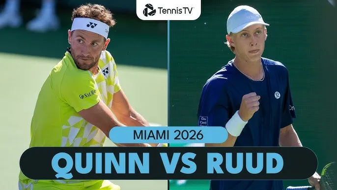 Casper Ruud vs Ethan Quinn 4-6, 6(7)-7(9): Quinn bất ngờ khiến Ruud phải thua sốc, sớm dừng chân Miami Open 2026