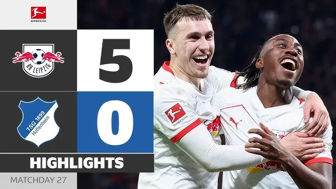Leipzig vs Hoffenheim 5-0: Brajan Gruda, Christoph Baumgartner đua tài ghi cú đúp, Benjamin Henrichs góp công chiến thắng 5 sao