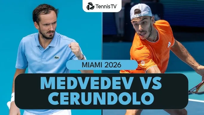 Francisco Cerundolo vs Daniil Medvedev 6-0, 4-6, 7-5: Hạ Medvedev gây địa chấn, Cerundolo gặp Ugo Humbert ở vòng 4 Miami Open 2026