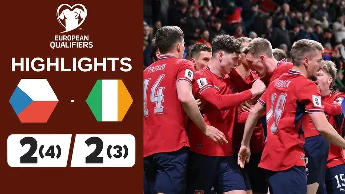 CH Czech vs Ireland 2-2 (pen 4-3): Schick, Krejci lập công, penalty cân não, bước tiếp vòng chung kết play-off tranh vé dự World Cup 2026