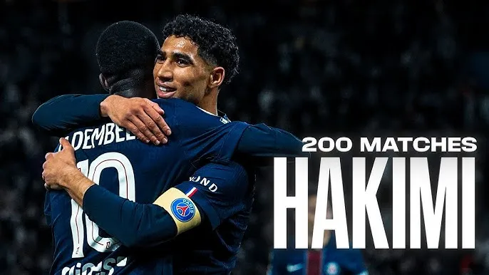 PSG tri ân hậu vệ người Morocco - Achraf Hakimi chạm cột mốc 200 trận trong màu áo Paris Saint-Germain với 21 bàn thắng và 33 kiến tạo