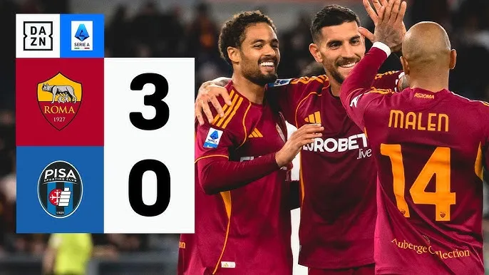 AS Roma vs Pisa 3-0: Donyell Malen xuất thần ghi cú hattrick như mơ, Roma vào tốp 6, Pisa chắc chắn rớt hạng Serie A