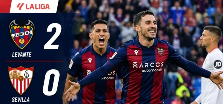 Levante vs Sevilla 2-0: Iván Romero xuất thần cú đúp đẹp mắt, Levante bỏ túi 3 điểm quý giá, kỳ vọng thoát nhóm xuống hạng La Liga