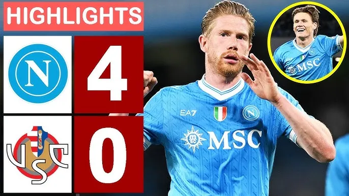 Napoli vs Cremonese 4-0: McTominay mở bàn, Terracciano phản lưới nhà, De Bruyne, Santos chốt hạ, Napoli vượt mặt Milan xếp nhì Serie A 