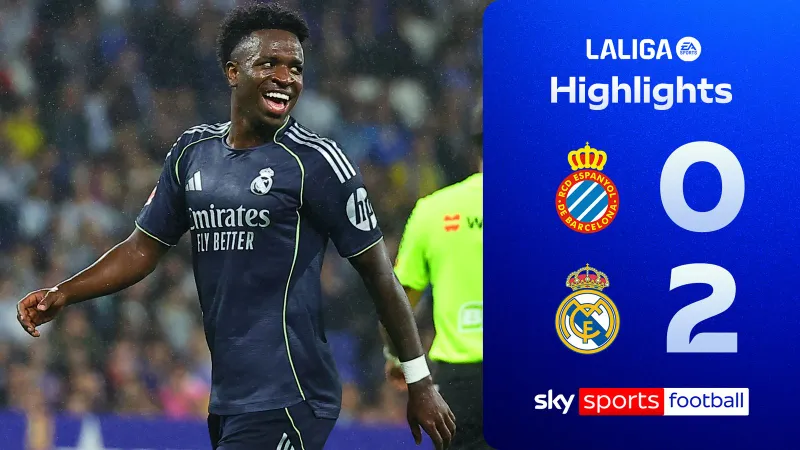 Espanyol vs Real Madrid 0-2: Gonzalo Garcia, Bellingham kiến tạo, Vinicius tỏa sáng cú đúp, Real nhen nhóm cuộc đua vô địch với Barca